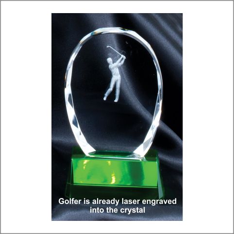 Crystal Oval Lazered Golfer